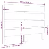 szürke tömör fenyőfa fejtámla 100 x 3 x 80 cm