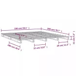 szürke tömör fenyőfa raklapágy 150 x 200 cm (King Size)