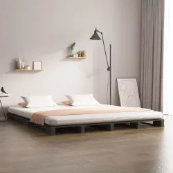   szürke tömör fenyőfa raklapágy 120 x 190 cm (Small Double)