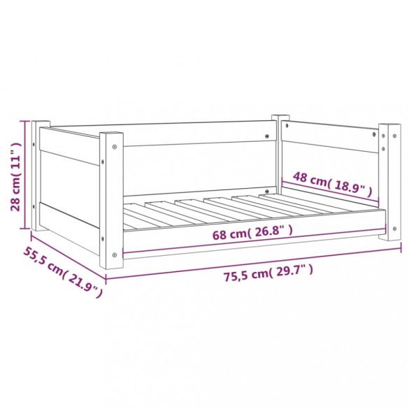 tömör fenyőfa kutyaágy 75,5x55,5x28 cm