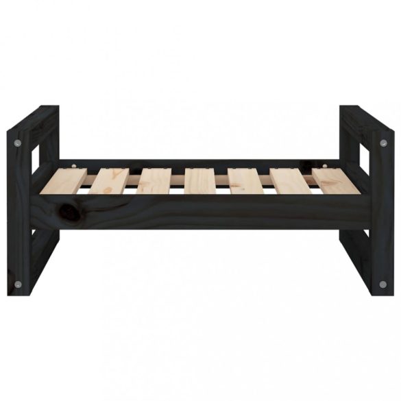 fekete tömör fenyőfa kutyaágy 65,5 x 50,5 x 28 cm