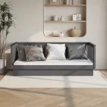 szürke tömör fenyőfa kanapéágy 80 x 200 cm