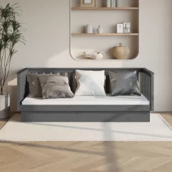 szürke tömör fenyőfa kanapéágy 80 x 200 cm