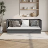 szürke tömör fenyőfa kanapéágy 75 x 190 cm