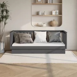 szürke tömör fenyőfa kanapéágy 75 x 190 cm