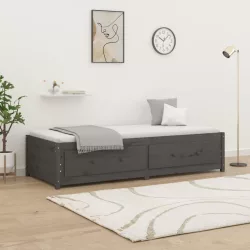 szürke tömör fenyőfa kanapéágy 90 x 200 cm