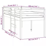 tömör fenyőfa magasított ágy 75x190 cm