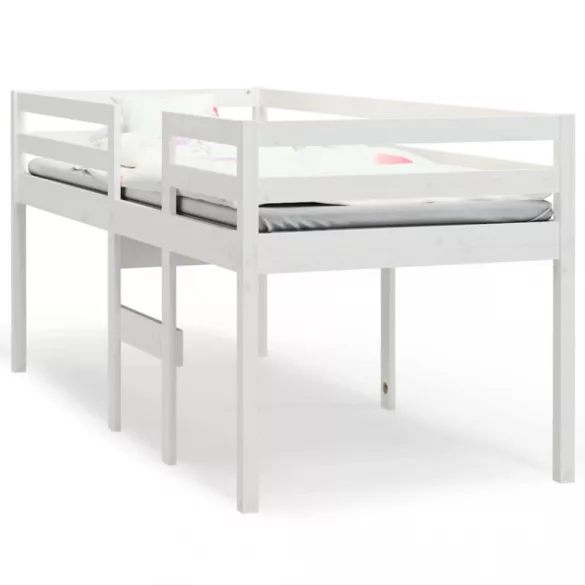 fehér tömör fenyőfa magasított ágy 75x190 cm