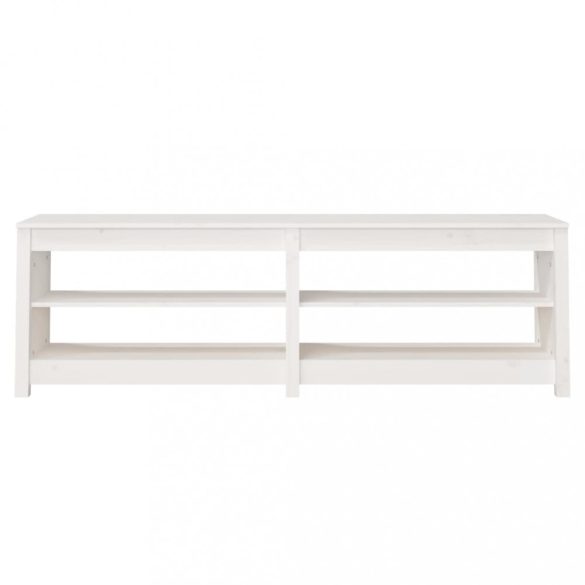 fehér tömör fenyőfa cipőtároló pad 160x36,5x50 cm