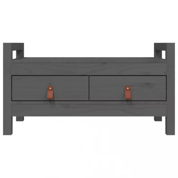 szürke tömör fenyőfa előszoba pad 80 x 40 x 43 cm