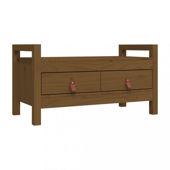 mézbarna tömör fenyőfa előszoba pad 80 x 40 x 43 cm