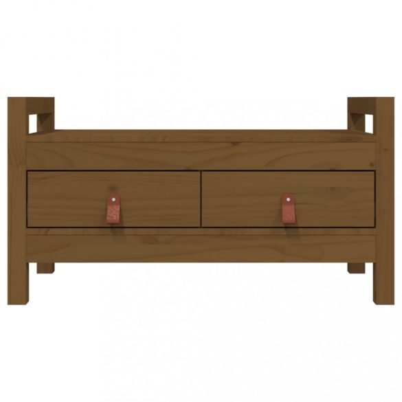 mézbarna tömör fenyőfa előszoba pad 80 x 40 x 43 cm