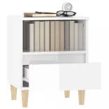 2 db magasfényű fehér éjjeliszekrény 40x35x50 cm