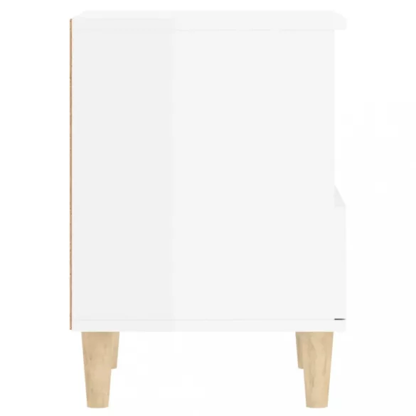 2 db magasfényű fehér éjjeliszekrény 40x35x50 cm