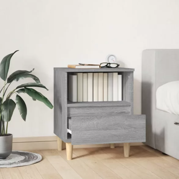 szürke sonoma színű éjjeliszekrény 40x35x50 cm