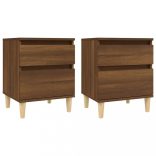 2 db barna tölgy színű éjjeliszekrény 40x35x50 cm