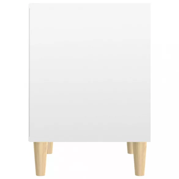 magasfényű fehér szerelt fa éjjeliszekrény 40x35x50 cm