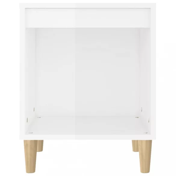 2 db magasfényű fehér éjjeliszekrény 40x35x50 cm