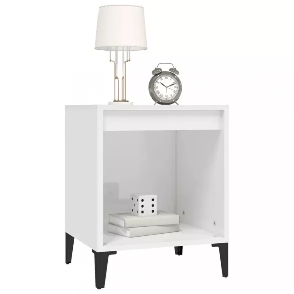 magasfényű fehér éjjeliszekrény 40x35x50 cm