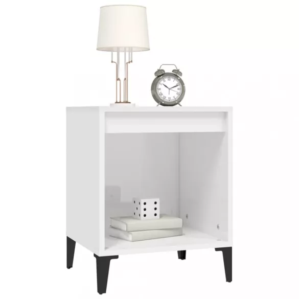2 db magasfényű fehér éjjeliszekrény 40x35x50 cm