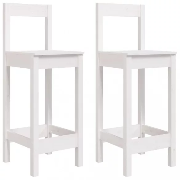 2 db fehér tömör fenyőfa bárszék 40 x 41,5 x 112 cm