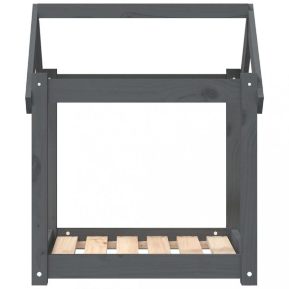 szürke tömör fenyőfa kutyaágy 61x50x70 cm