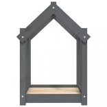 szürke tömör fenyőfa kutyaágy 61x50x70 cm