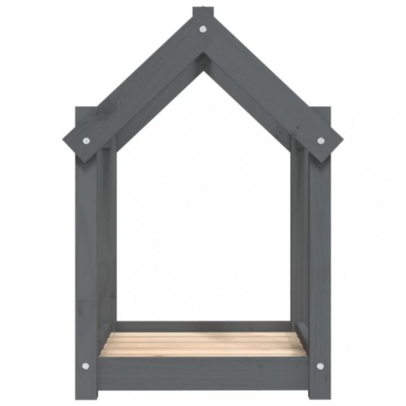 szürke tömör fenyőfa kutyaágy 61x50x70 cm