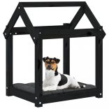 fekete tömör fenyőfa kutyaágy 61x50x70 cm