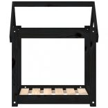 fekete tömör fenyőfa kutyaágy 61x50x70 cm