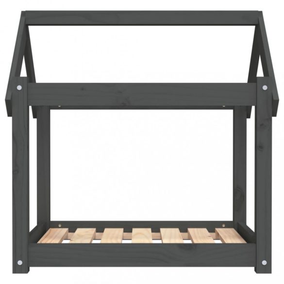 szürke tömör fenyőfa kutyaágy 71x55x70 cm