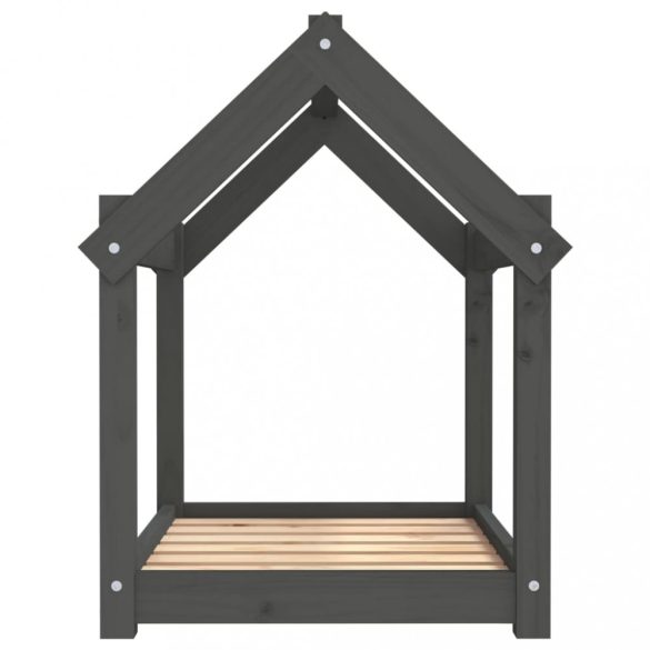 szürke tömör fenyőfa kutyaágy 71x55x70 cm