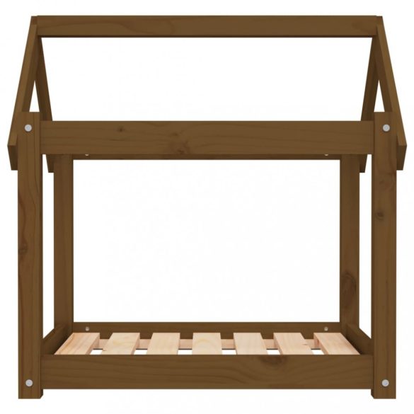 mézbarna tömör fenyőfa kutyaágy 71x55x70 cm