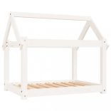 fehér tömör fenyőfa kutyaágy 81x60x70 cm