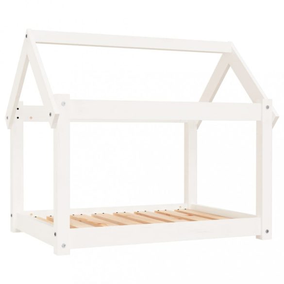 fehér tömör fenyőfa kutyaágy 81x60x70 cm