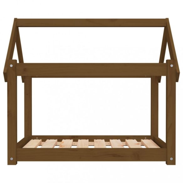 mézbarna tömör fenyőfa kutyaágy 81x60x70 cm