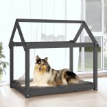 szürke tömör fenyőfa kutyaágy 101x70x90 cm