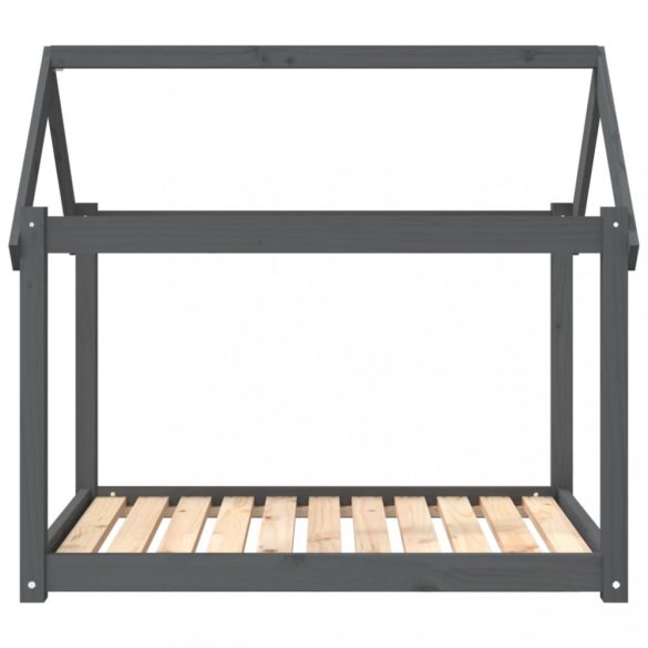 szürke tömör fenyőfa kutyaágy 101x70x90 cm