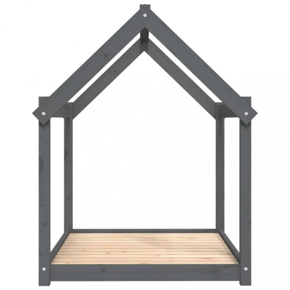 szürke tömör fenyőfa kutyaágy 111x80x100 cm