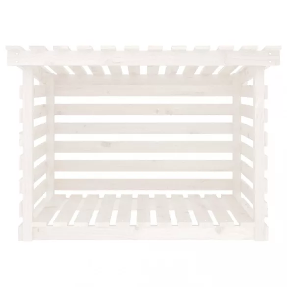 fehér tömör fenyőfa tűzifatartó állvány 108x73x79 cm