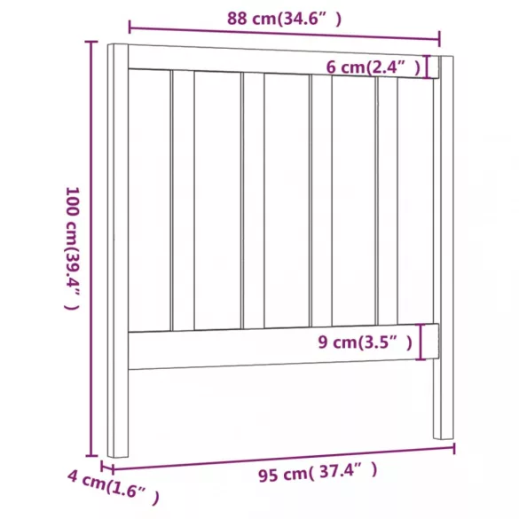 mézbarna tömör fenyőfa ágyfejtámla 95 x 4 x 100 cm