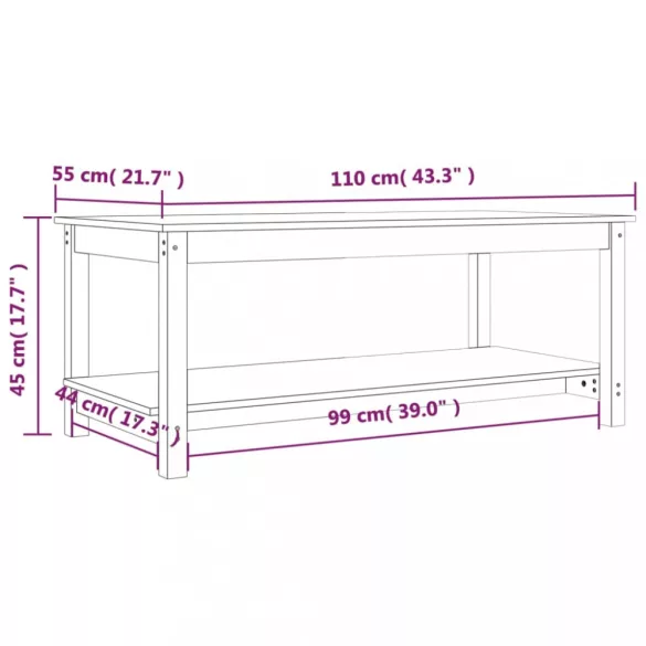 tömör fenyőfa dohányzóasztal 110 x 55 x 45 cm
