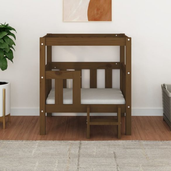 mézbarna tömör fenyőfa kutyaágy 65,5x50,5x70 cm