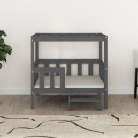 szürke tömör fenyőfa kutyaágy 95,5x73,5x90 cm