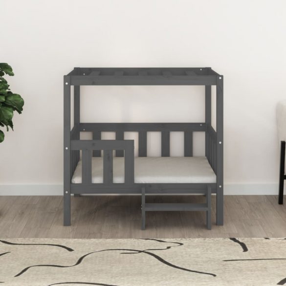 szürke tömör fenyőfa kutyaágy 95,5x73,5x90 cm