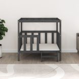 szürke tömör fenyőfa kutyaágy 105,5x83,5x100 cm