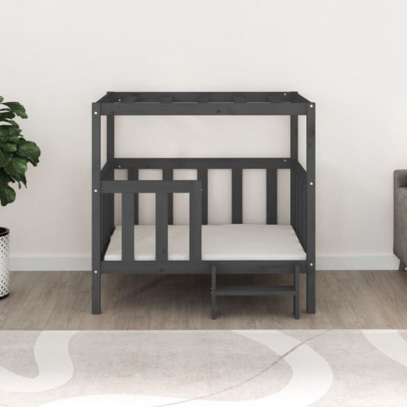 szürke tömör fenyőfa kutyaágy 105,5x83,5x100 cm