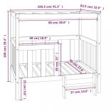 szürke tömör fenyőfa kutyaágy 105,5x83,5x100 cm