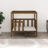 mézbarna tömör fenyőfa kutyaágy 105,5x83,5x100 cm