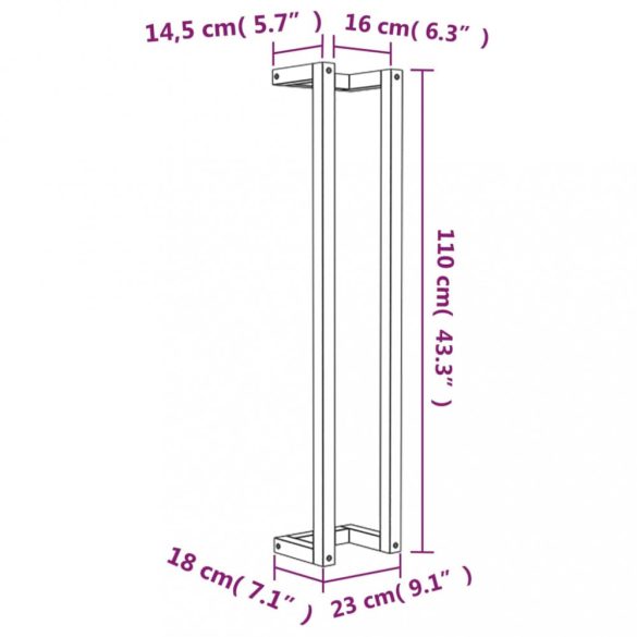fehér tömör fenyőfa törülközőtartó 23 x 18 x 110 cm